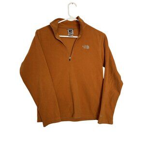 The North Face Boys Medium TKA 100 Fleece Pullover Jacket Orange 1/4 Zip